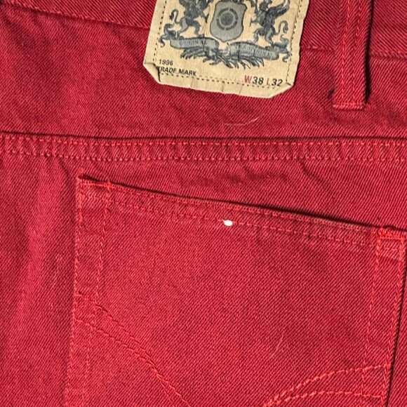 Mens Noiz Vintage Premium Quality Denim Jeans 38x32 Dark Wash Burgundy - Picture 8 of 14